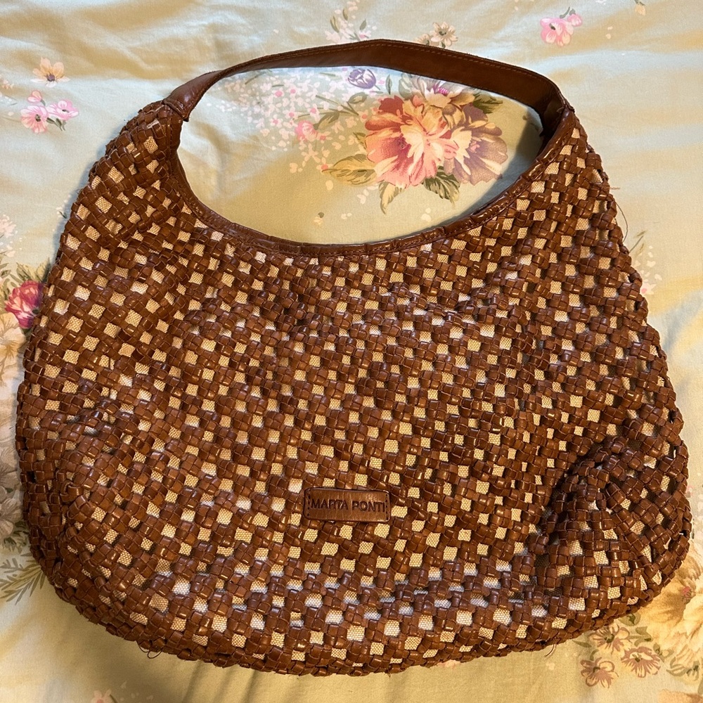 Marta Ponti Woven Genuine Leather Hobo Bag